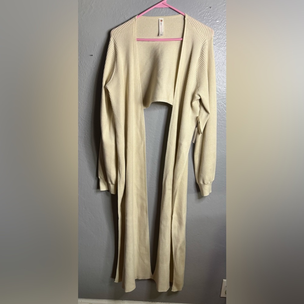 Daily Practice by Anthropologie‎ Duster Cardigan SIZE L IVORY COLOR NEW NWT